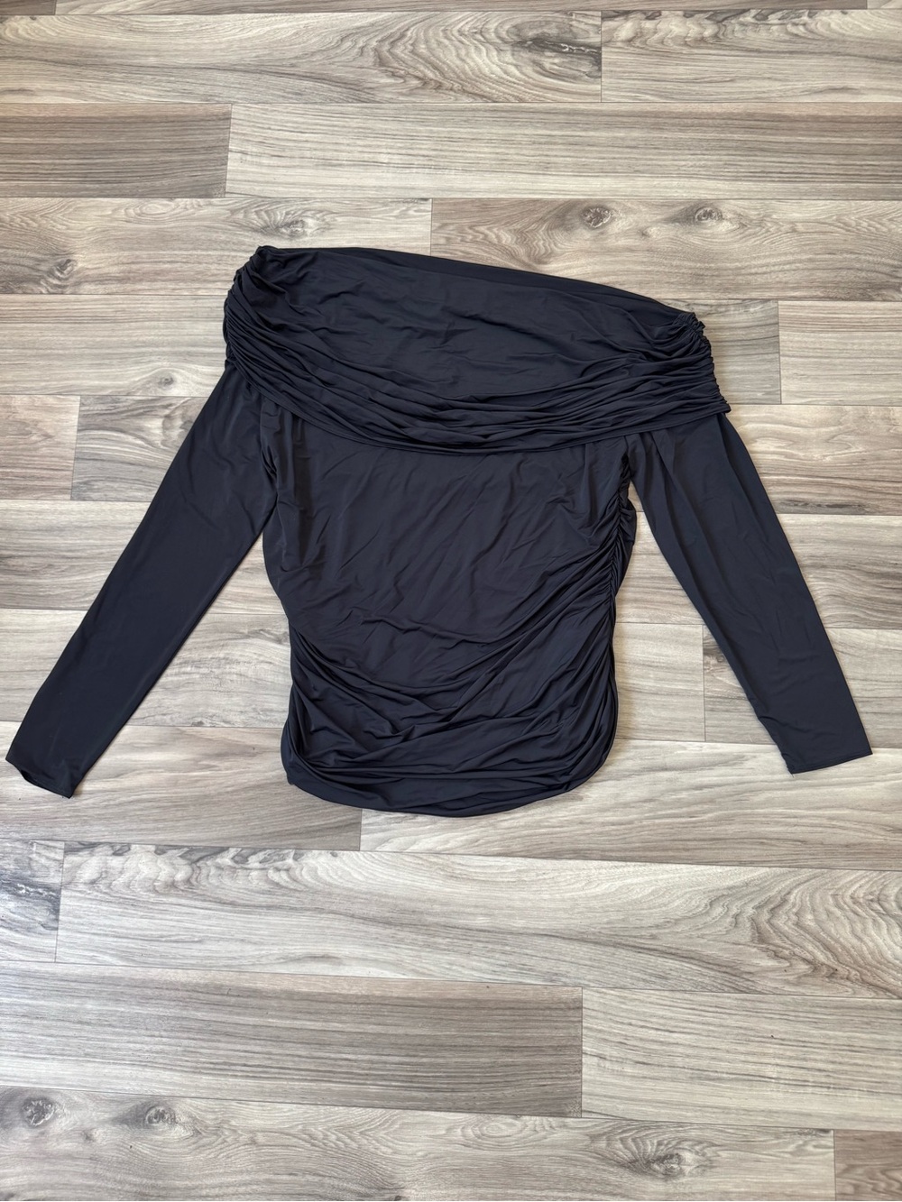 NWT Abercrombie & Fitch One Shoulder Fold Over Top in Black Size Extra Large